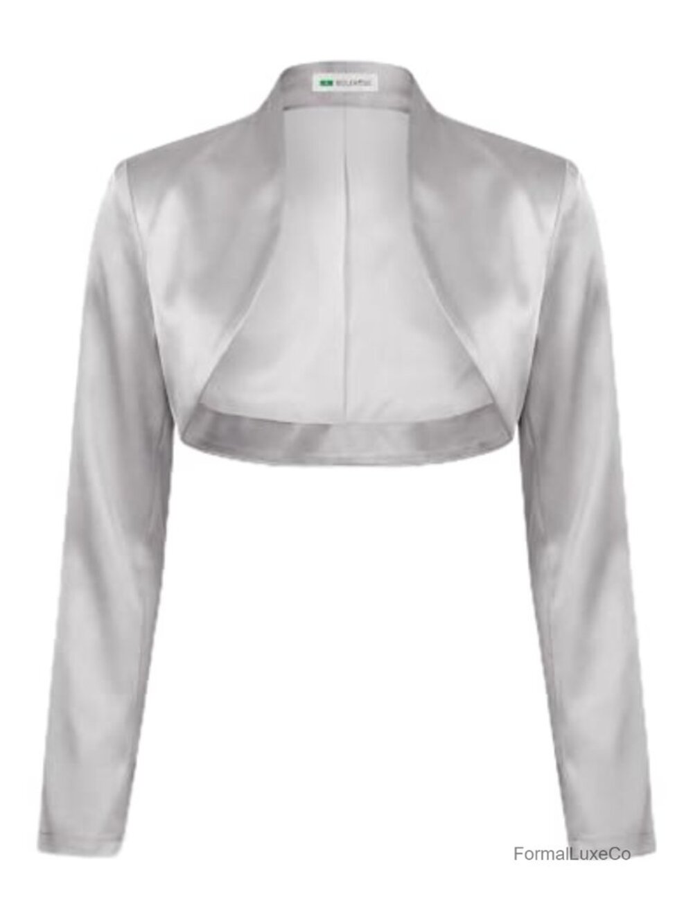 Long Sleeve Satin Bolero Jacket Tailored Shrug for Weddings & Formals